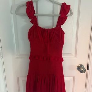 Majorelle red ruched summer dress